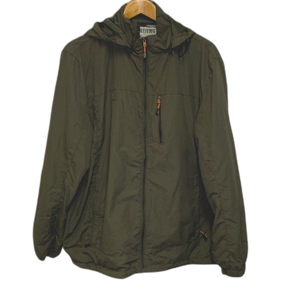 Ruing Olive Green Water and Wind Resistant Outdoor Hooded Jacket Size XL - Picture 2 of 13